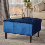 Christopher Knight Home® - Noble House - Kimiko Tufted Navy Blue Velvet Ottoman