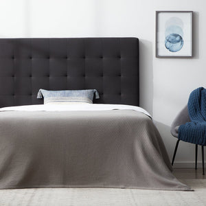 English Elm Generic Rectangle Square Tufted Headboard Queen Charcoal | Upholstered Linen-Style, Adjustable 46–58" B350P394813