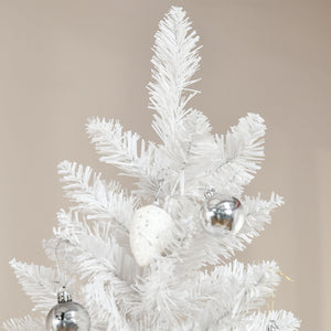 English Elm Homcom 7Ft Slim Pencil Fir Christmas Tree In Pink & White - Lifelike Pvc Branches & Sturdy Base W2225P229614