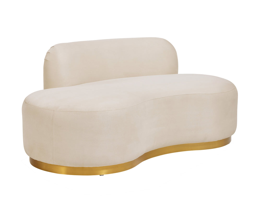 Sunpan Cassey Bench – Contemporary Curved Design with Gold Stainless Steel Base for Stunning Home Appeal Casablanca Cloud