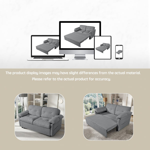 English Elm (old: W3163p269700) Convertible Chenille Sleeper Loveseat with Queen Pullout and Rolling Casters Grey W3163S00101