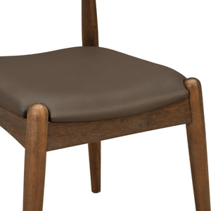 English Elm [video] Rubberwood Dining Chairs Set of 2 Faux Leather Ergonomic Retro Splayed Leg Design Brown,Walnut N759P386879D