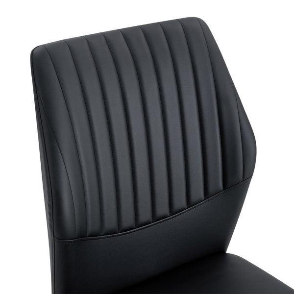 English Elm Table And Chair Set - 39.7" Modern Luxury Glass Dining Table With 6 Black Pu Chairs & Gold Legs W1151S03707-GIGA