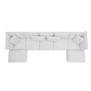 English Elm Christopher Knight Home® - 7-Piece Reversible Modular Corner Sectional - Beige Fabric, Flexible Seating For Modern Living Spaces N771P345839_N771P345840_N771P345841_N771P345842M