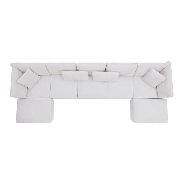 English Elm Christopher Knight Home® - 7-Piece Reversible Modular Corner Sectional - Beige Fabric, Flexible Seating For Modern Living Spaces N771P345839_N771P345840_N771P345841_N771P345842M