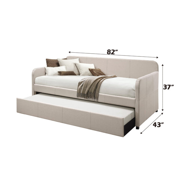 English Elm Jagger Fog Upholstered Daybed with Roll-Out Twin Trundle, Padded Frame, Slat System Included B2726S00321