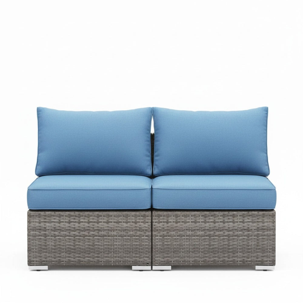 English Elm 59.8"width Outdoor Pe Rattan Modular Loveseat Set with Weather Resistant Cushions B082P455123
