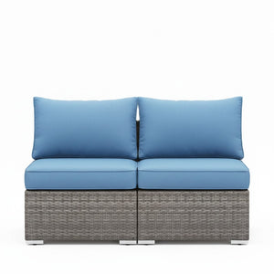 English Elm 59.8"width Outdoor Pe Rattan Modular Loveseat Set with Weather Resistant Cushions B082P455123