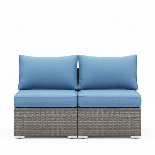 English Elm 59.8"width Outdoor Pe Rattan Modular Loveseat Set with Weather Resistant Cushions B082P455123