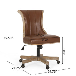 English Elm Christopher Knight Home® - SWIVEL&LIFT Modern Rollback Office Chair with Vertical Channel Stitching, Rubberwood Frame & Casters Natural 71885.00COGNNTL