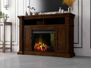 English Elm Berkshire Wood Panel Fireplace Console with Enclosed Storage for Tvs up to 65 Inches B108P481207