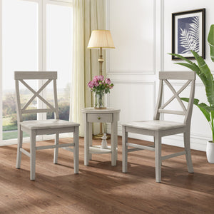 English Elm Christopher Knight Home® - Roshan Farmhouse Acacia Wood Dining Chairs Set Of 2 – Rustic Light Grey Wash With X-Back Design 62888.00LGW