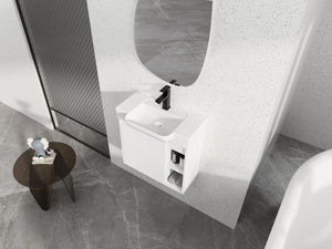 English Elm 24'' Floating Wall Mounted Bathroom Vanity with Ceramic Sink and Soft Close Cabinet Glossy White W999P426636