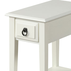 English Elm White 1-Drawer Accent Table with Shelf — Compact White Side Table, Drawer & Bottom Shelf for Stylish Storage and Display B062P209089