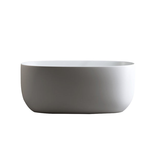English Elm 51'' Stone Resin Freestanding Soaking Tub Matte White Spa Bath with Drain W2753P191225