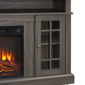 English Elm Classic Fireplace Entertainment Console with Glass Doors and Walnut Finish for Large Tvs W2275S00028