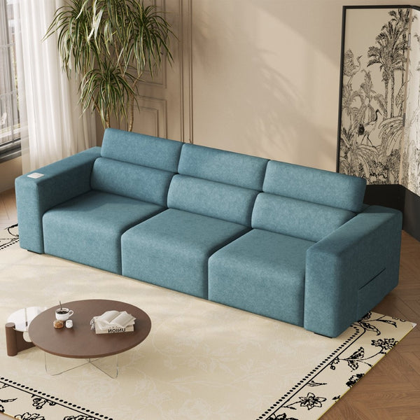 English Elm Power Reclining Sofa - Electric 3-Seat Couch With Bluetooth Speakers, Wireless Charging & Mood Lighting W3795S00004-GIGA