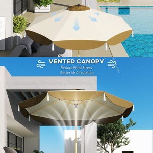 English Elm Outsunny 9 Foot Vented Market Umbrella Upf 50 Plus Polyester Shade for Patio Deck W2225P485591