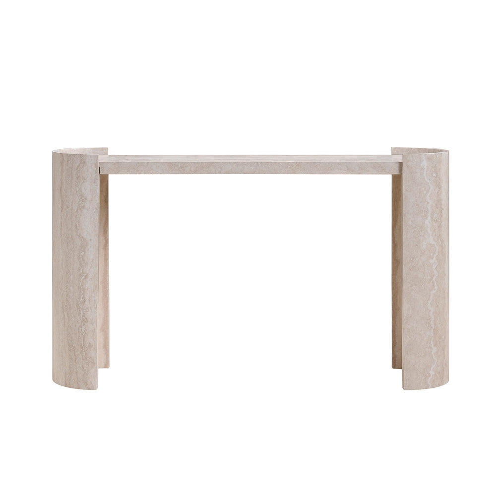 English Elm 53.15 Faux MARS Marble Entryway Table - Narrow Modern Beige Console 64.17"L x16.54"W Slim MDF Hallway Table (Wall-Mount Recommended) W2582P280028