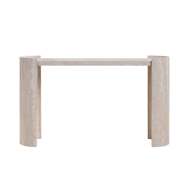 English Elm 53.15 Faux MARS Marble Entryway Table - Narrow Modern Beige Console 64.17"L x16.54"W Slim MDF Hallway Table (Wall-Mount Recommended) W2582P280028