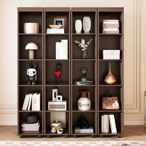 English Elm Queen Murphy Wall Bed with Hydraulic Lift and Push Pull Cabinet Storage Unit Espresso LP000381AAP