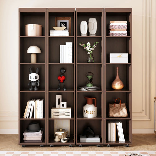 English Elm Queen Murphy Wall Bed with Hydraulic Lift and Push Pull Cabinet Storage Unit Espresso LP000381AAP
