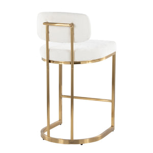 English Elm Fixed-height Barstools Powder Coated Steel Frame Brown Upholstered Seat Set of Two Cream B202P471212