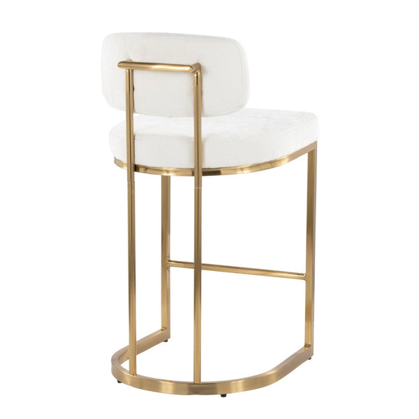 English Elm Fixed-height Barstools Powder Coated Steel Frame Brown Upholstered Seat Set of Two Cream B202P471212
