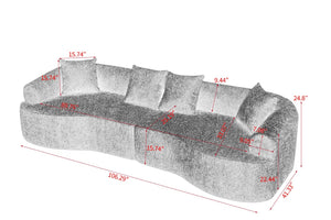 English Elm Curved Chenille Modular Sectional Sofa Boneless High-density Foam for Apartment Living White W3728S00007