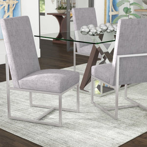 English Elm Element Gray Velvet Dining Chair - Modern Design With Chrome Frame, Plush Comfort & No Assembly Needed B365P397839