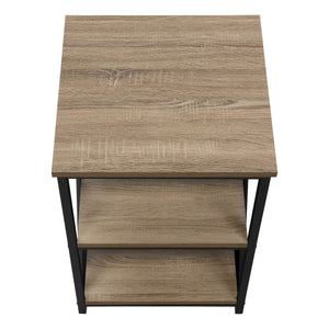English Elm Accent 3-Tier Side Table with X-Frame Metal Base, Space-Saving End Table with Shelves for Living Room taupe 27 L x 20 W x 5 H B2710P219352