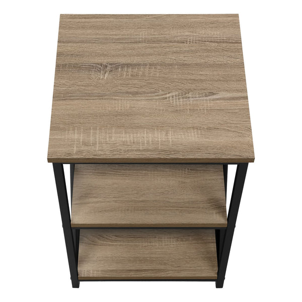 English Elm Accent 3-Tier Side Table with X-Frame Metal Base, Space-Saving End Table with Shelves for Living Room taupe 27 L x 20 W x 5 H B2710P219352