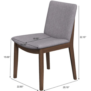 English Elm Ashcroft Furniture - Top Laura Mid-Century Solid Wood Dining Chair Set of 2 in Grey Linen Upholstery, Foam Seat Comfort, Durable Finish B183P201662