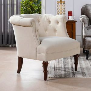 English Elm Jennifer Taylor Home - Katherine Tufted Accent Chair in Gold Velvet Upholstery — Handcrafted Solid Hardwood Frame, Luxe Comfort Beige B2719P238177