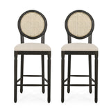 Christopher Knight Home® - Noble House - Govan French Country Wooden Barstools with Upholstered Seating - Set of 2