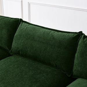 English Elm 105" L-shaped Chenille Sectional with Ottoman Pocket Spring Living Room Sofa Green W1097S00230