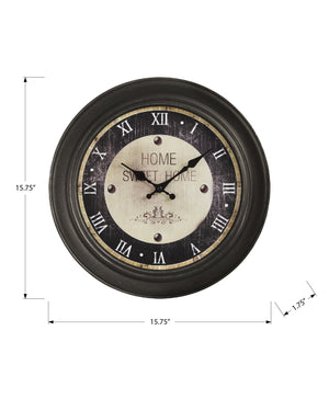 English Elm Clocks, 16" Round Antique Brown Wall Clock With Quiet Quartz Movement For Classic Home Decor B2710P287093