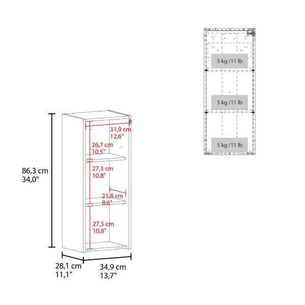 English Elm Rincon Valley Folding Table with Storage — Wall-Mounted White Space-Saving Shelf, Laundry & Craft Station B128P287524