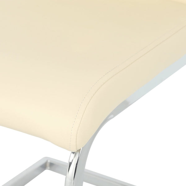 English Elm Modern Pu Leather Dining Chair Set of 2 with Polished Metal Legs for Kitchen W210P375083