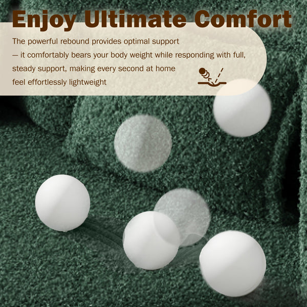 English Elm Modern Full Size Folding Sofa Bed with Teddy Fabric, Foam-Filled 15" Sleeper, 2 Pillows, No Assembly Required Green W1885P272262