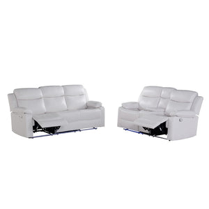 English Elm Blanche Reclining Loveseat with Led Ambient Lighting Speakers and Center Console B201P391843