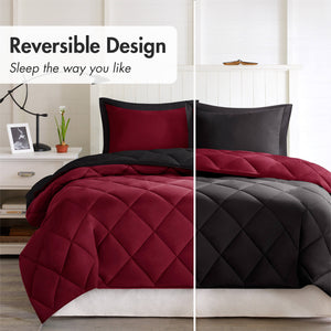 English Elm 2 Pieces Twin Waffle Knit Chenille Comforter Set with Plush Sherpa Reversible Cozy Bedding Ensemble Red+Black 16.93 L x 12.2 W x 4.33 H B035P381305