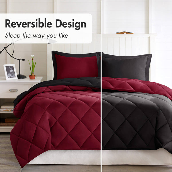 English Elm 2 Pieces Twin Waffle Knit Chenille Comforter Set with Plush Sherpa Reversible Cozy Bedding Ensemble Red+Black 16.93 L x 12.2 W x 4.33 H B035P381305