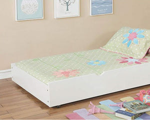 English Elm White Full-Over-Full Bunk Bed With Trundle, Attached Ladder & Safety Rails For Space-Saving Style B2741S00356-GIGA