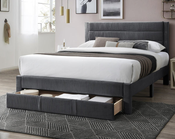 English Elm Luxury Corduroy Platform Full Bed with Storage Drawer and Channel Tufted Headboard B011P418592