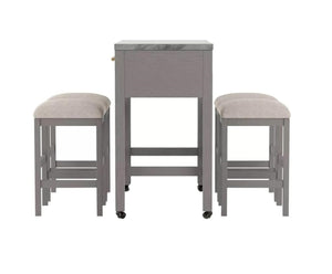 English Elm Rustic 5pc Counter Height Dining Set with Faux Marble Top, Slide-Out Extension & Storage Drawer B011S01307