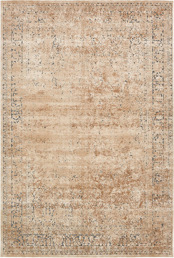 Unique Loom Chateau Jefferson Machine Made Border Rug Beige, Beige/Ivory/Light Brown/Blue 10' 0" x 14' 5"