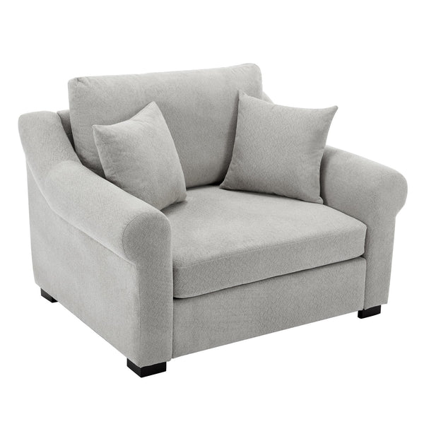 English Elm Modern Oversized Chenille Armchair with Wide Armrests, Removable Covers, Sturdy L-Shape Legs for Cozy Lounging Light Gray 38.5 L x 28 W x 15.75 H BS701P188662E