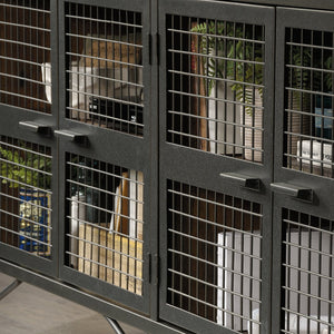 English Elm Credenza, Modern Industrial Media Console For Tvs Up To 60" With Stylish Brown Finish & Storage Solutions B356P402749