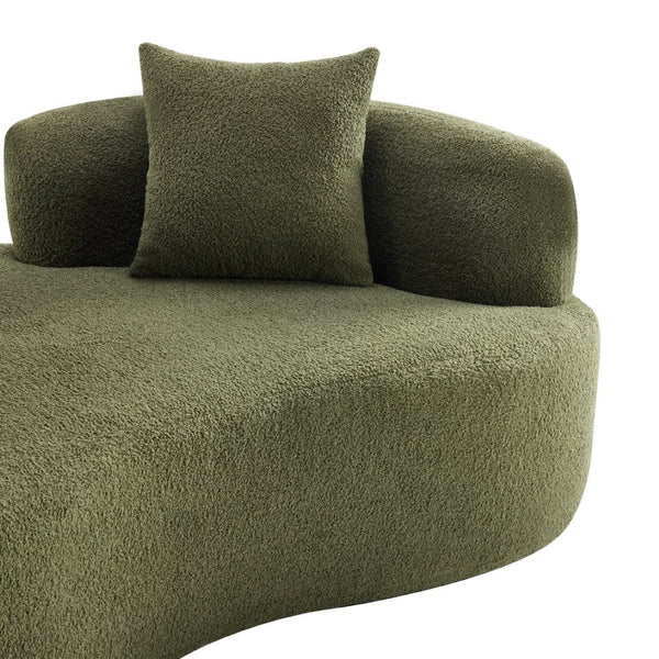 English Elm 66.93 Inch Curved Teddy Velvet Loveseat Sculptural Compact Sofa for Apartments Green W3612P406627